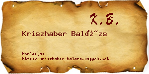 Kriszhaber Balázs névjegykártya
